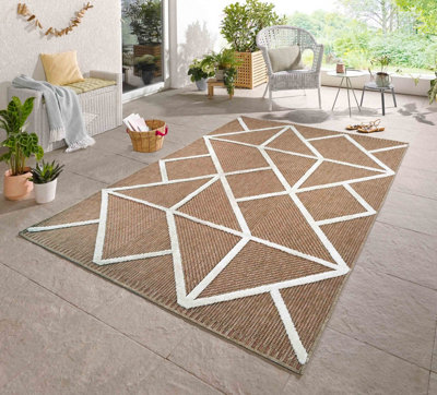 Harper Prism Pattern Water Resistant Indoor Area Rugs Cream 50X80 Cm from B&Q
