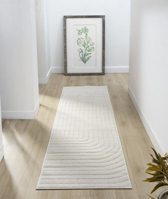 Aya Living Room Area RugArches Pattern Wabi Sabi Cream 60Cm X 220Cm from B&Q