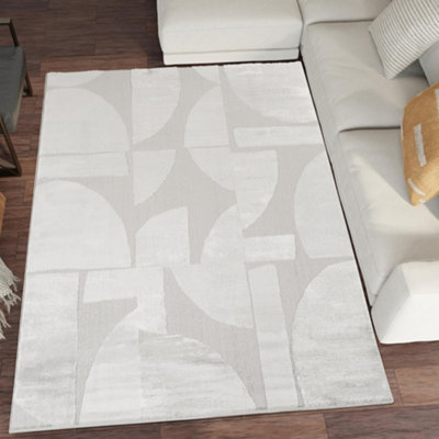  - Hamilton Modern Sheen Area RugAbstract Motif Geometric Lines Design Silver 120Cm X 170Cm