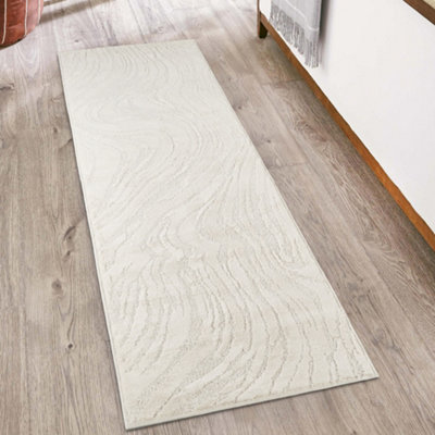 B&Q Cream Hamilton Modern Metallic Sheen Area Rug - Marble Inspired Design X 220Cm 60Cm
