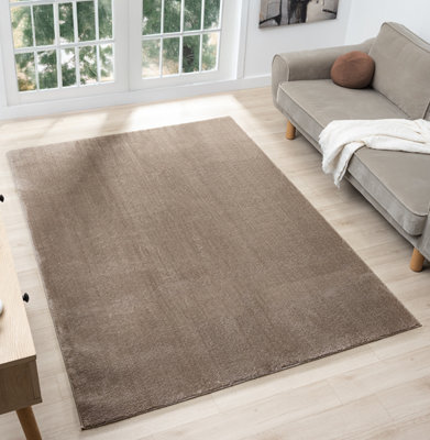 Comfy Washable Low Pile Living Room Area RugAnti-Slip Felt Backing Beige 60Cm X 100Cm from B&Q
