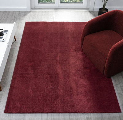 Comfy Washable Low Pile Living Room Area RugAnti-Slip Felt Backing Red 60Cm X 100Cm from B&Q