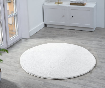 Comfy Washable Low Pile Living Room Area RugAnti-Slip Felt Backing Silver 100Cm Diameter from B&Q