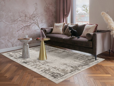 B&Q Grey Mayfair Living Room Area Rug Metallic Sheen Contemporary Modern Croc Design - X 170Cm 120Cm