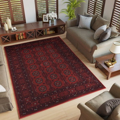 Yasmin Traditional Bukhara Indoor Area Rug Classic Oriental Style Red 120X170 Cm