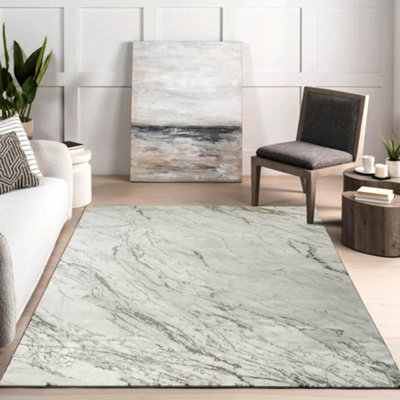 Novu Modern Abstract Living Room Area Rug Metallic Sheen- Valley Grey 200Cm X 290Cm from B&Q