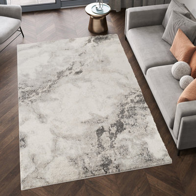 Essence Living Room Area Rug Oragnic Abstract Design Contemporary Hallway Runner Indoor Rug- Grey 120X170 from B&Q