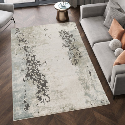 Essence Living Room Area Rug Oragnic Abstract Design Contemporary Hallway Runner Indoor Rug- Sage 160X230 from B&Q