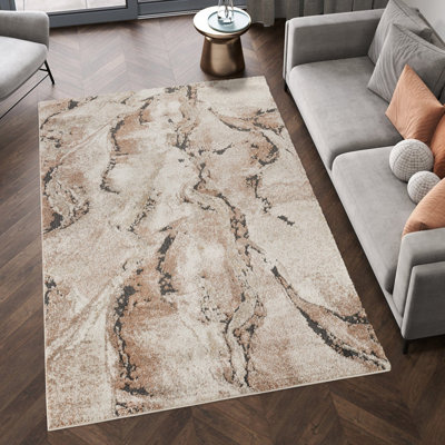 Essence Living Room Area Rug Oragnic Abstract Design Contemporary Hallway Runner Indoor Rug- Terracotta 160X230 from B&Q