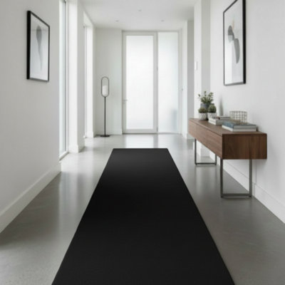 Plushtale Washable Low Pile Super Soft Living Room Area Rug Black 60 X 200 Cm (Runner) from B&Q