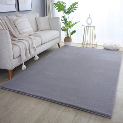 Plushtale Washable Low Pile Super Soft Living Room Area Rug Anthracite 120 X 160 Cm (Rectangular) from B&Q
