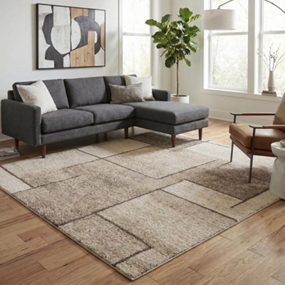 Rhodes Modern Living Room Contemporary Area Rug Easy Simple Geometric Patterned Rugs Enigma DesignSage 200 X 290 Cm from B&Q