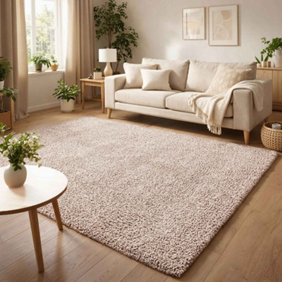 Desire Rugs Unisex Light Beige Ainsley Modern Plain Living Room Shaggy Area Rug In | Size: 60 Cm X 110 Cm - Image 3