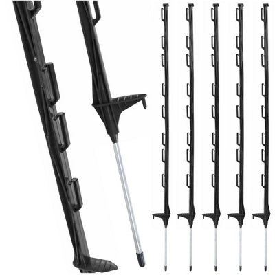 True Products Black 4Ft/1.2M Heavy Duty Plastic Electric Fence Posts - Temporary Garden Fencing Stakes - Pack Of Size 20 B&Q