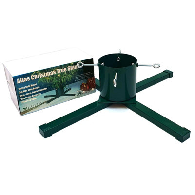 Holly International Atlas Heavy Duty Metal Christmas Tree Stand For Real Trees Up To 3M Green