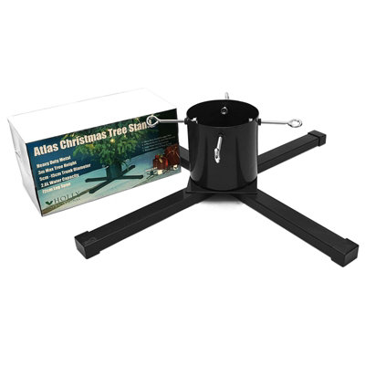 Holly International Atlas Heavy Duty Metal Christmas Tree Stand For Real Trees Up To 3M Black