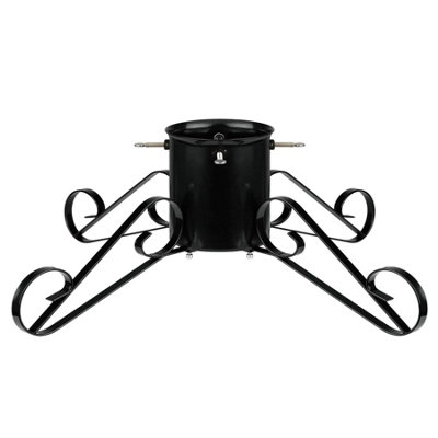 Holly International Black Traditional Metal Scroll Leg Christmas Tree Stand For Real Trees Up To 3M Medium