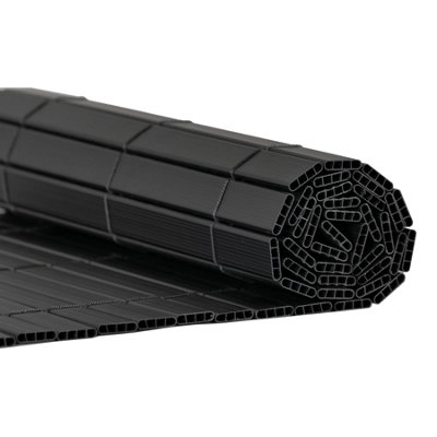 True Products Artificial Bamboo Pvc Slat Screening Fencing RollDouble Sided2M X 4MBlack from B&Q