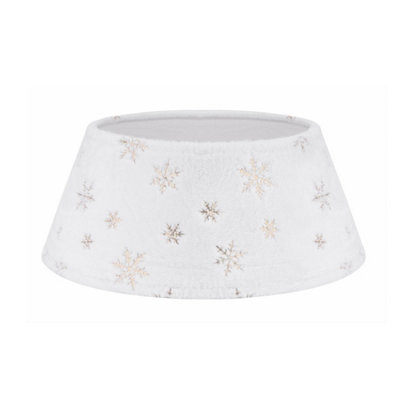 Holly International Christmas Tree SkirtPlush White With Gold Snowflake Design from B&Q