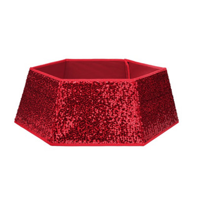 Holly International Christmas Tree SkirtRed Sequin from B&Q
