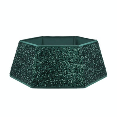 Holly International Christmas Tree SkirtGreen Sequin from B&Q
