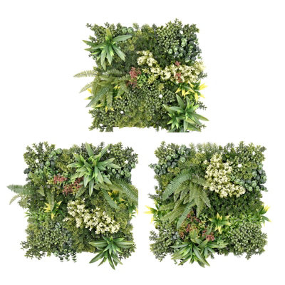 True Products Combo Of 3 Premium Artificial Green Plant Living Wall Panels 50Cm X 50CmAurora A,b,c from B&Q