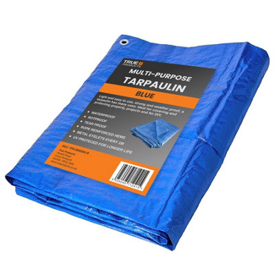 B&Q -  Waterproof Tarpaulin Ground Sheet Tent Camping Dust Cover Tarp2.7M X 3.5M Blue