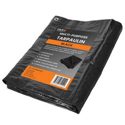 B&Q -  Waterproof Tarpaulin Ground Sheet Tent Camping Dust Cover Tarp2.7M X 3.5M Black