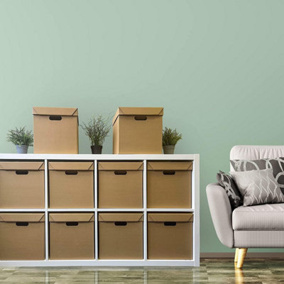 Pack Of 10 Strong Cardboard Cube Storage Boxes With Lid And Handles Ideal For Shelves from B&Q