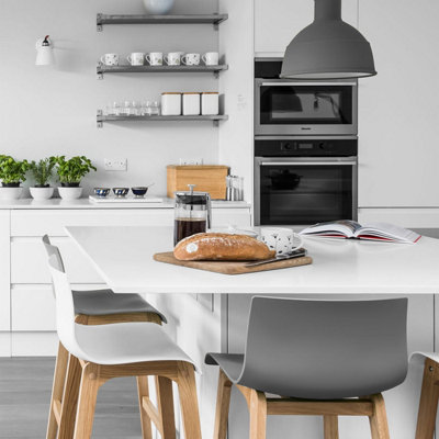 Atlantic High Drift Oak & White Bar Stool & Oak Legs from B&Q