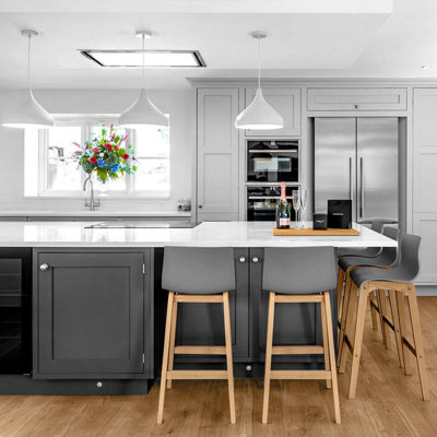 Atlantic Drift Charcoal Bar Stool & Oak Legs from B&Q