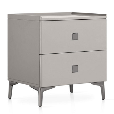 Atlantic Windsor Bedside Table Light Grey Gunmetal Finish from B&Q
