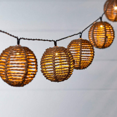  - Lights 4 Fun 10 Rattan Ball Solar Powered Outdoor Ip 44 Waterproof Garden Fairy String Lights