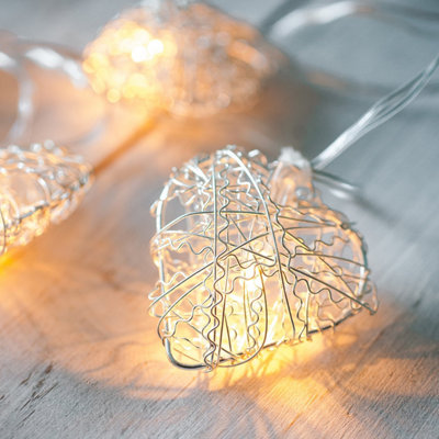 Lights 4 Fun Metal Mesh Heart Shaped Plug In Fairy String Lights 20 Warm White Leds Indoor Use 2.85 M from B&Q