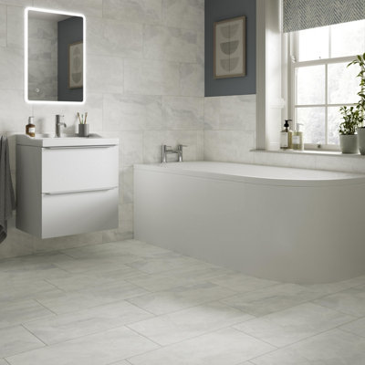  - Symphony Light Grey Matt Stone Effect Porcelain Indoor Wall & Floor TilePack Of 7(L)600mm (W)300mm