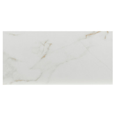  - Beatrice White & Gold Matt Marble Effect Ceramic Indoor Wall Tile Sample