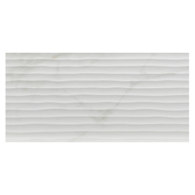 - Beatrice White & Gold Matt Décor Marble Effect Embossed Ceramic Indoor Wall Tile Sample