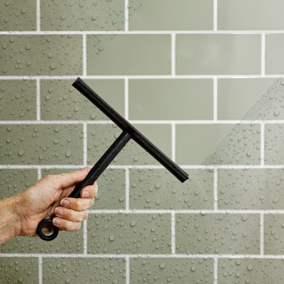 B&Q Set Of 2 Shower & Tile Squeegees With Suction Hangers - Bathroom Cleaning Squeegee Wiper Tool For Glass Or Smooth Tiled Surfaces