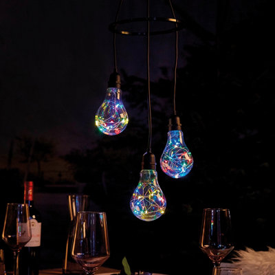 Battery Powered Apollo 3 Drop Pendant Light With Multicolour Led'sWeatherproof Home Or Garden Hanging Staggered Height Lighting from B&Q
