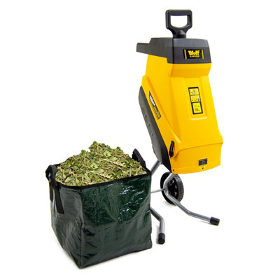 Wolf ® Electric Shredder Wolf Garden Silent Quiet Cutter 2500W With 45L Collection Bag