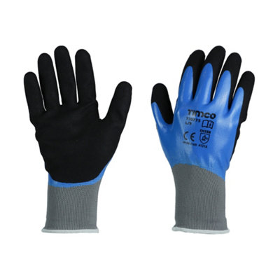 Waterproof Nitrile Palm Gloves Large (Size 9) from B&Q
