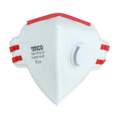 TIMco FFP3 Fold Flat Valved Respirator Mask for Construction and Woodworking, 3 Pack - Image 3