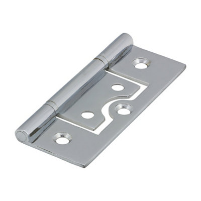 B&Q -  Plain Bearing Flush Brass Hinges Ploshed Chrome75 X 50