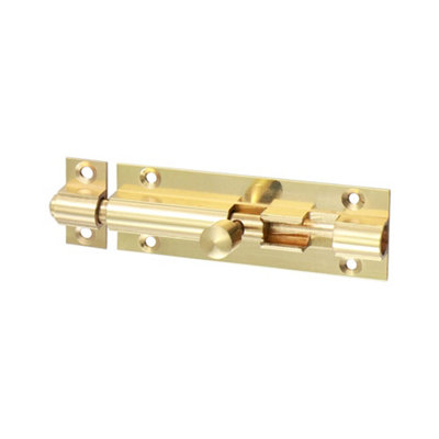 Timco Straight Barrel Bolt Polished Brass75 X 25mm from B&Q