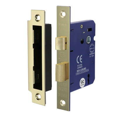 Timco 3 Lever Electro Brass Mortice Sashlock 78mm Case 58mm Backset from B&Q