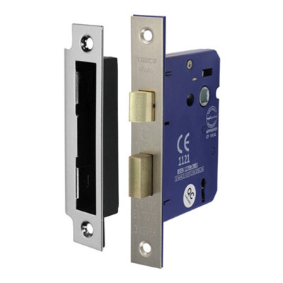 Timco 3 Lever Satin Nickel Mortice Sashlock 78mm Case 58mm Backset from B&Q