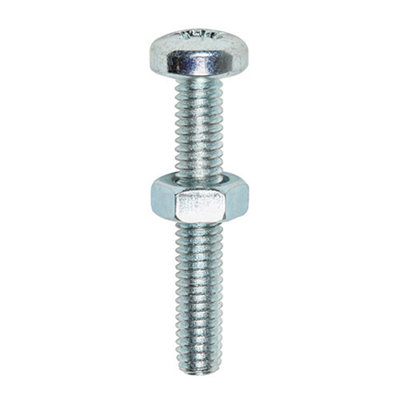 Timco Machine Pan Head Screws & Hex Nut - M5 X 30 Silver