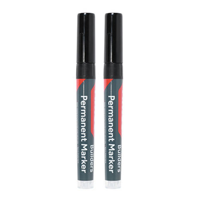 Timco Builders Permanent Markers Twin Pack Chisel & Fine Tip BlackMixed from B&Q