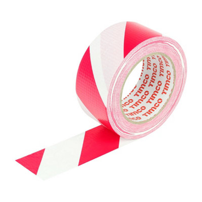 TIMCO Hazard Cloth Tape - Red/Wht 33m x 50mm White Pack 1 - Image 4