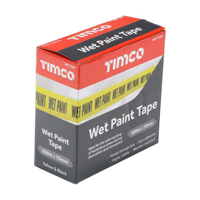 Timco Hazard Warning Caution Yellow Black Wet Paint Tape from B&Q
